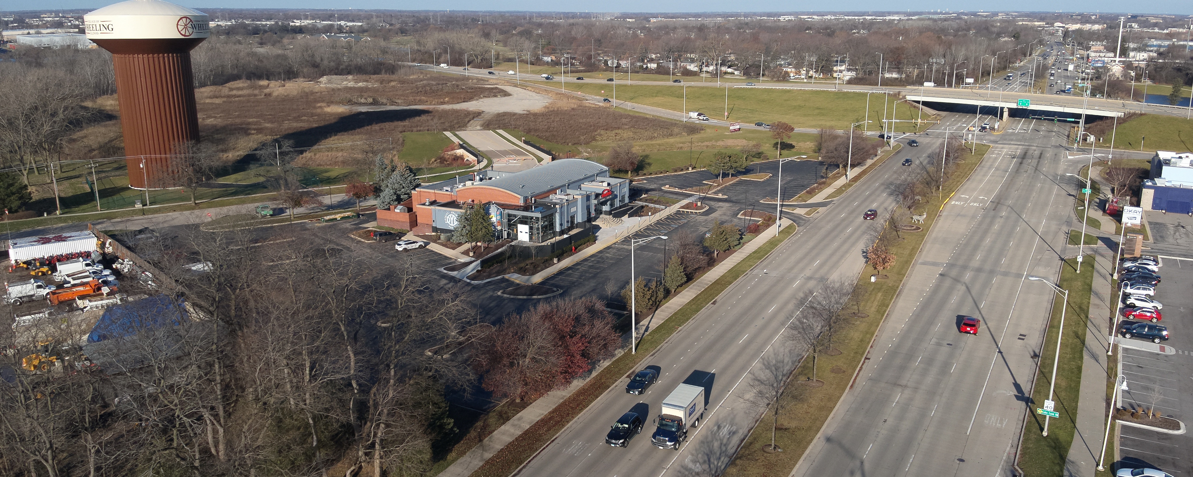 wheeling aerial shot