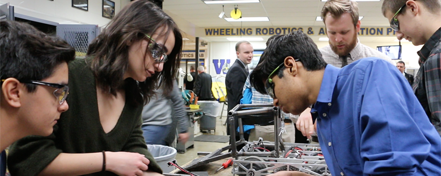 Students in Wheeling High School Robotics